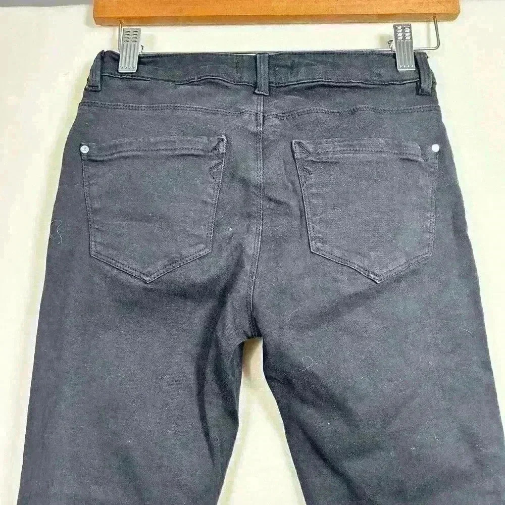 ZARA DENIM Black Skinny Mid Rise Jeans Minimalist Tapered Jeggings Women 4 - Picture 8 of 10